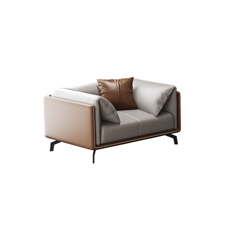 Contemporary Genuine Leather Pillow Top Arm Sofa for Living Room, Apartment