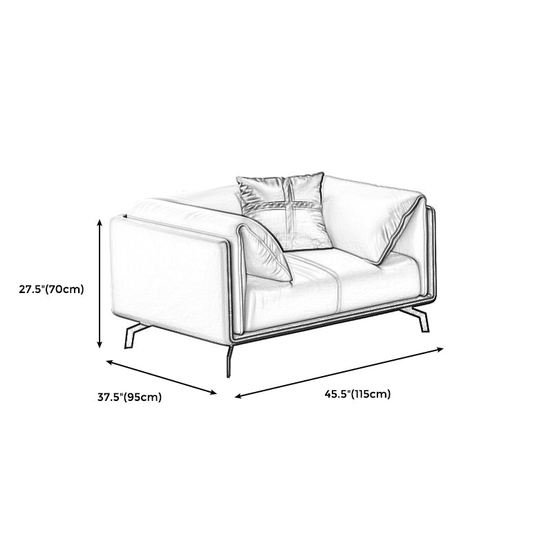 Contemporary Genuine Leather Pillow Top Arm Sofa for Living Room, Apartment