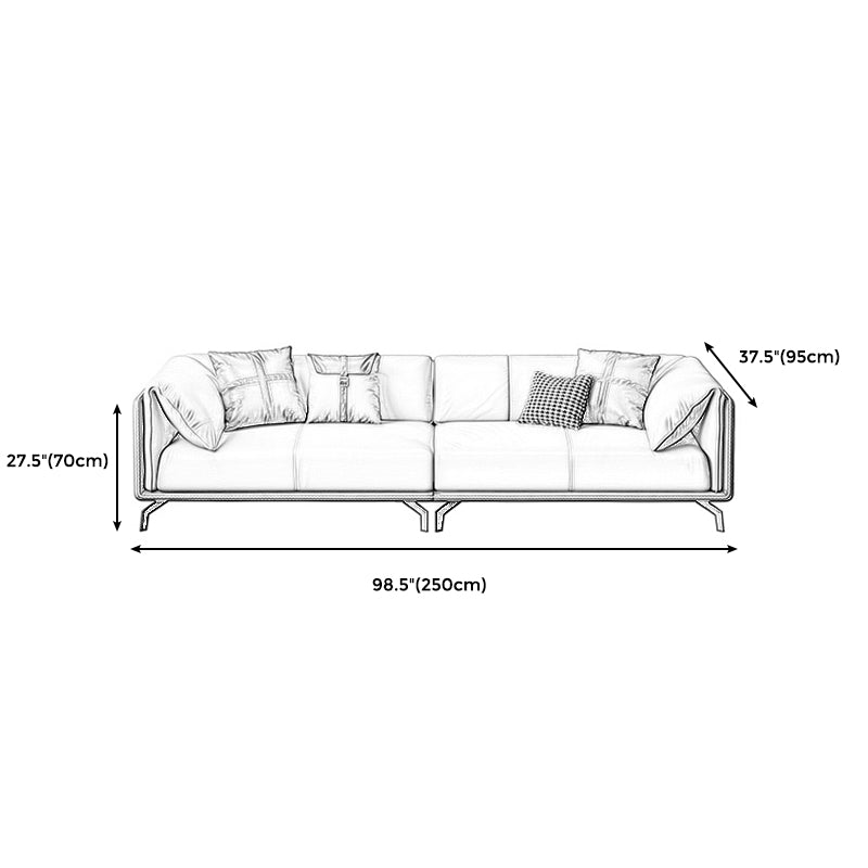 Contemporary Genuine Leather Pillow Top Arm Sofa for Living Room, Apartment