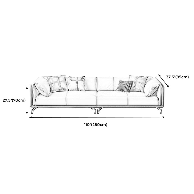 Contemporary Genuine Leather Pillow Top Arm Sofa for Living Room, Apartment