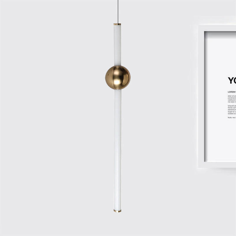 Tube White/Gold Glass Chandelier Lamp Modernist 1 Lights Gold/White Led Ceiling Pendant Light with Horizontal/Vertical Design