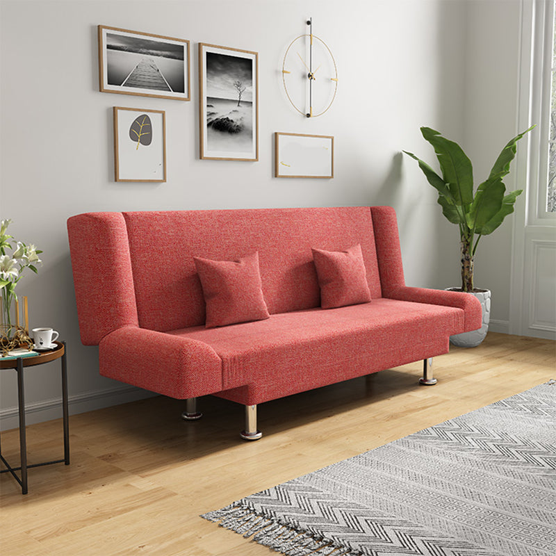 75"Modern Linen Recessed Arm Foldable Convertible Sleeper Sofa