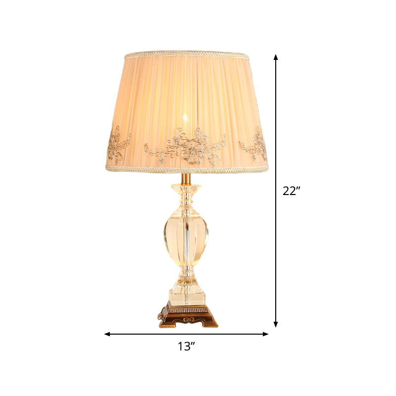 Modernisme Curbe Task Task Light Cutt Crystal 1 Bulbe petite lampe de bureau en beige