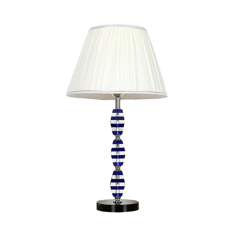 1 tête de salle à manger de la tête claire lampe de table de nuit bleu moderne avec nuance de tissu conique