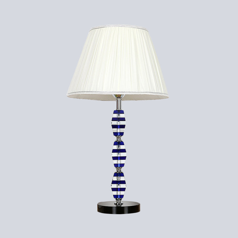 1 tête de salle à manger de la tête claire lampe de table de nuit bleu moderne avec nuance de tissu conique