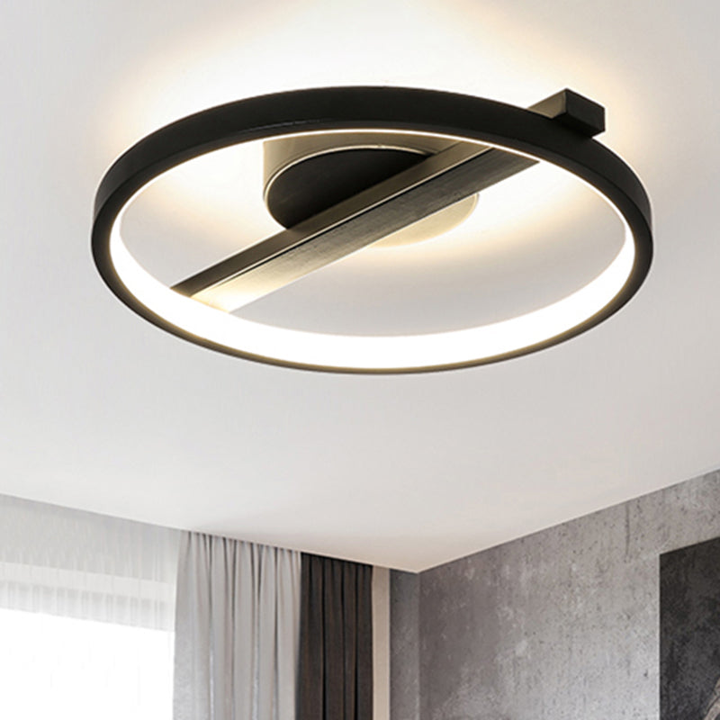 Anillo acrílico de montaje empotrado modernismo negro/blanco/azul lámpara montada en el techo para sala de estar en blanco cálido/blanco, 12,5 "/16,5"/20,5 "de diámetro