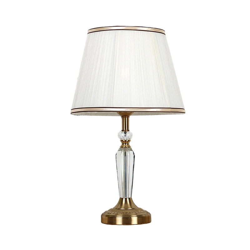 Lampada da tavolo con paralume a botte Modernista in tessuto 1 testa Lampada da lettura bianca per soggiorno