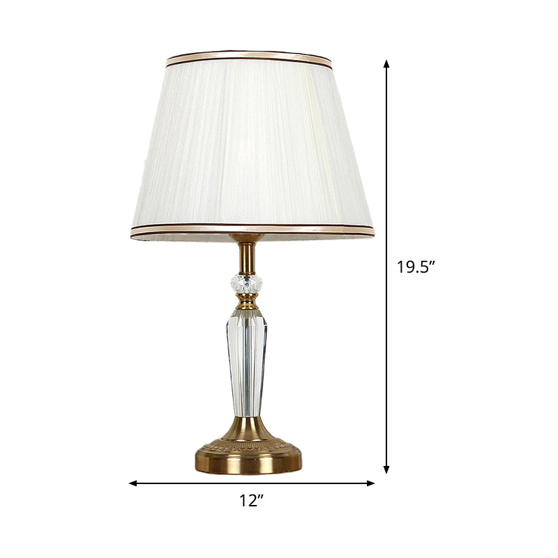 Lampada da tavolo con paralume a botte Modernista in tessuto 1 testa Lampada da lettura bianca per soggiorno