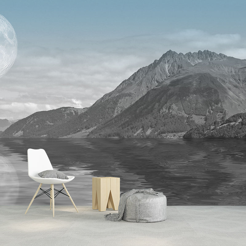 Illustration Stain Resistant Wall Mural Wallpaper Mountain Sitting Room Wall Mural