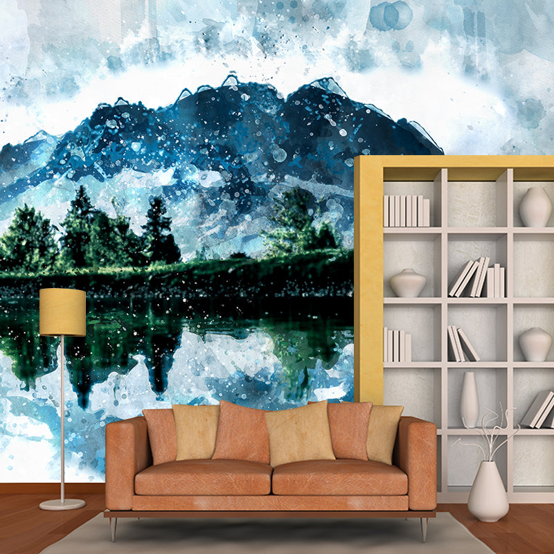 Illustration Stain Resistant Wall Mural Wallpaper Mountain Sitting Room Wall Mural