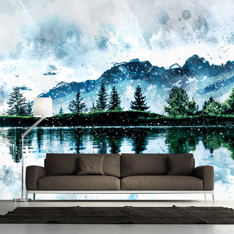 Illustration Stain Resistant Wall Mural Wallpaper Mountain Sitting Room Wall Mural