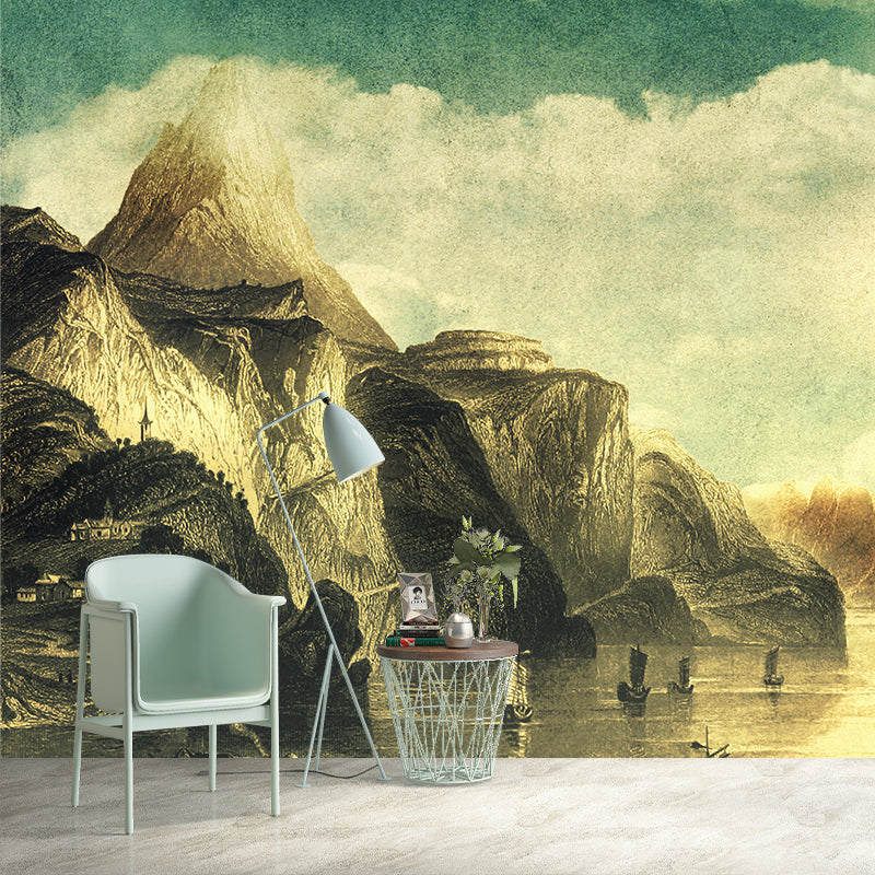 Illustration Wall Mural Wallpaper Mountain Sitting Room Wall Mural