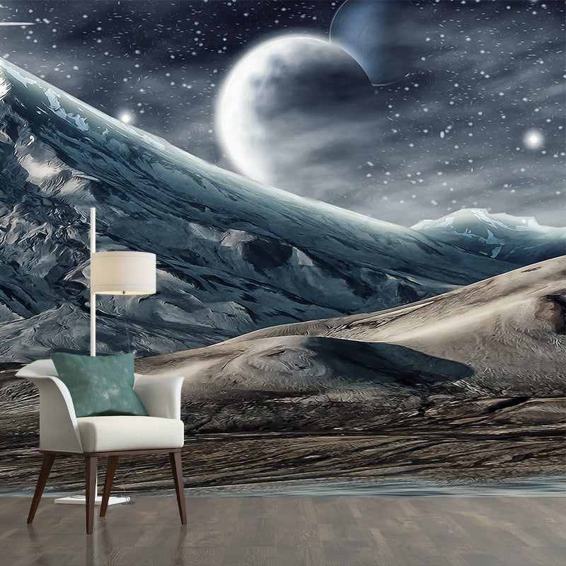 Modern Style Wall Mural Wallpaper Mountain Illustration Sitting Room Wall Mural