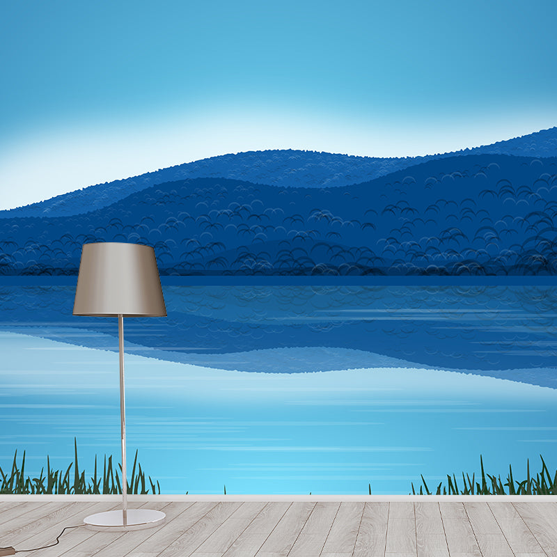 Environment Friendly Resistant Wallpaper Mountain Illustration Sleeping Room Wall Mural