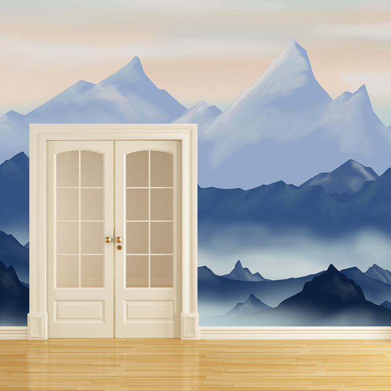 Mountain Illustration Mildew Resistant Mural Wallpaper Living Room Wall Mural