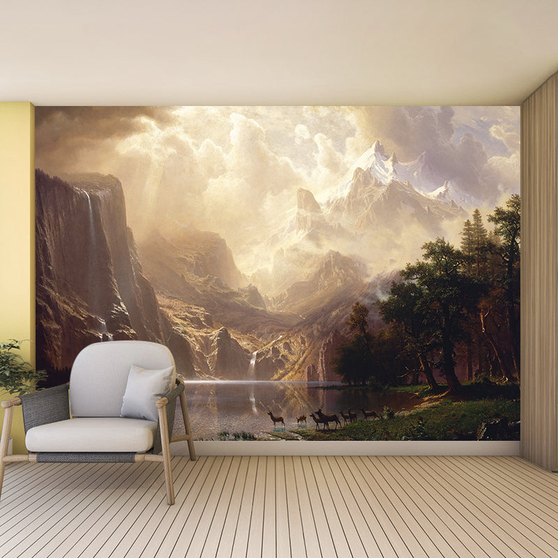 Mountain Illustration Mural Wallpaper Decorative Bedroom Wall Mural