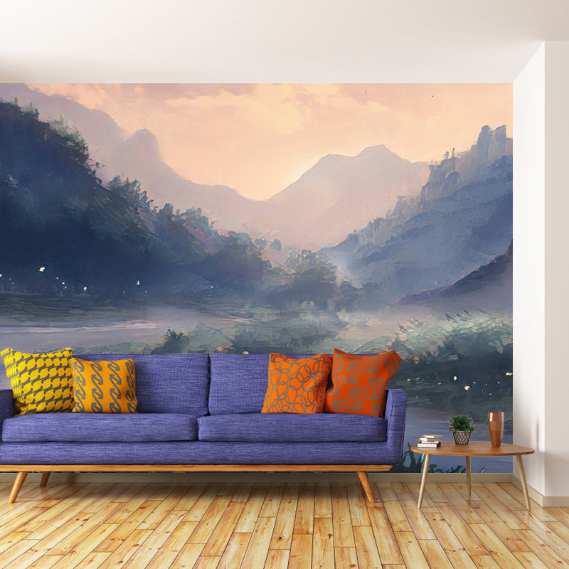 Mountain Illustration Mural Wallpaper Decorative Bedroom Wall Mural