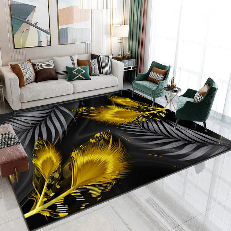Gray Modern Rug Polyester Feather Rug Non-Slip Backing Rug for Drawing Room