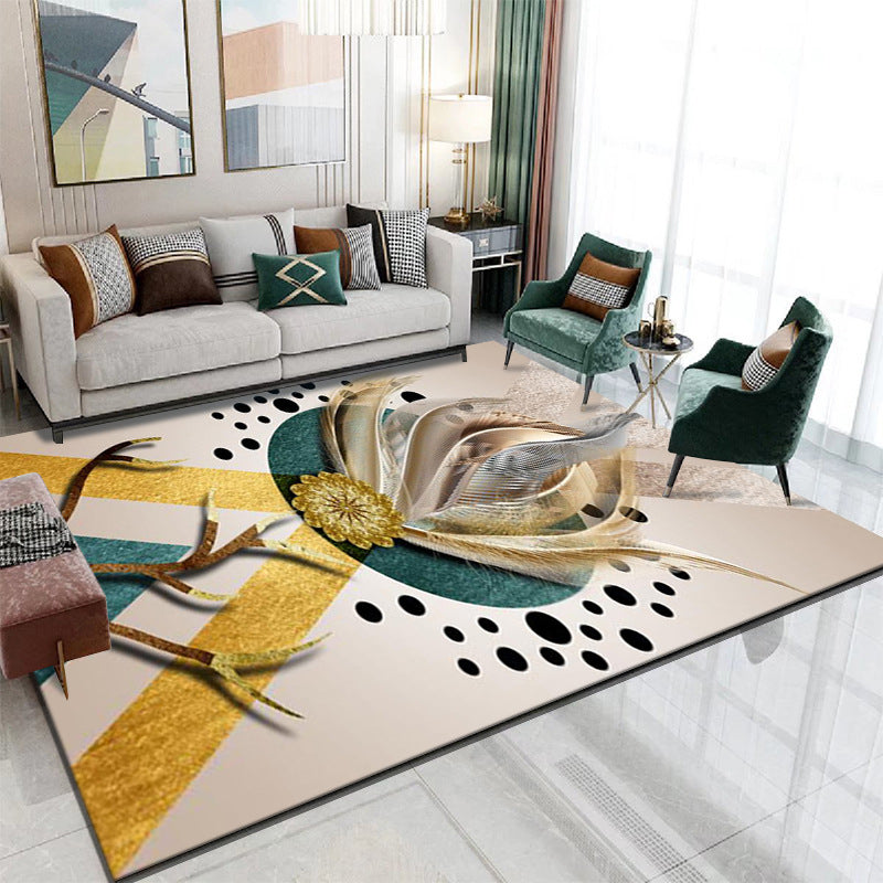Gray Modern Rug Polyester Feather Rug Non-Slip Backing Rug for Drawing Room