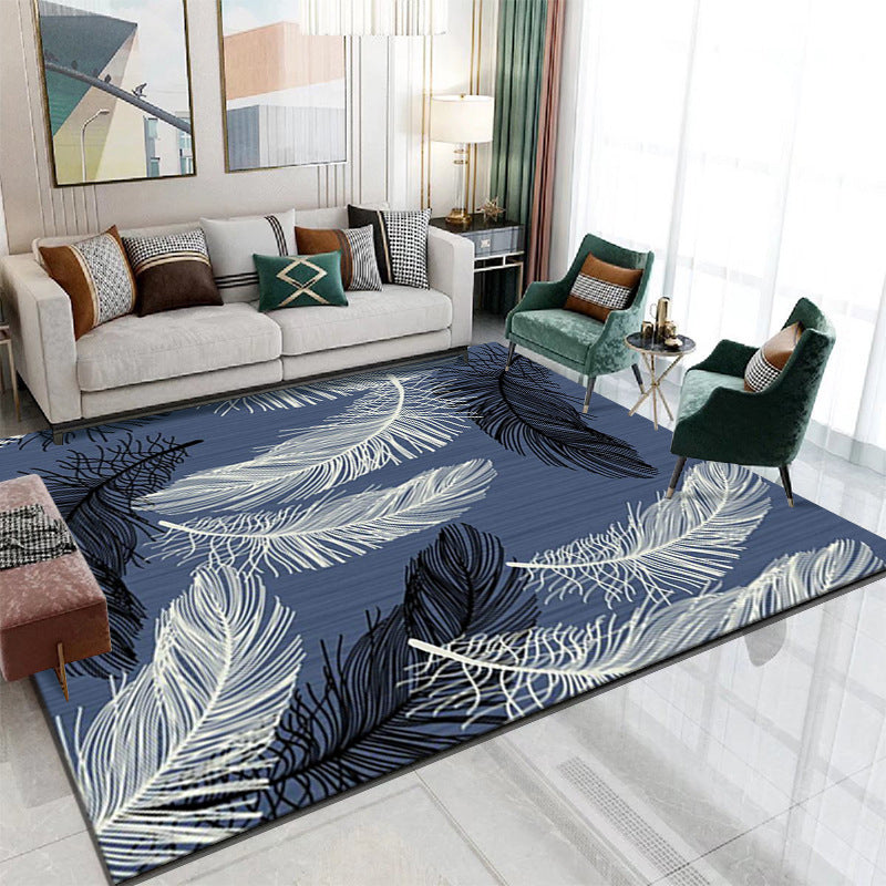 Gray Modern Rug Polyester Feather Rug Non-Slip Backing Rug for Drawing Room