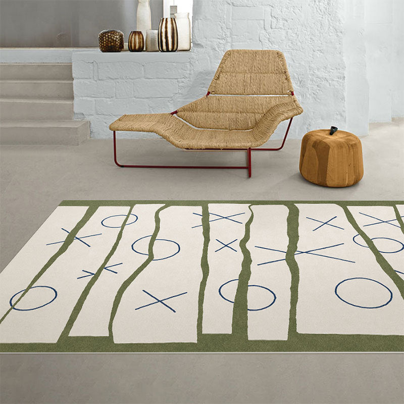 Green Modern Rug Polyester Abstract Pattern Rug Washable Rug for Living Room