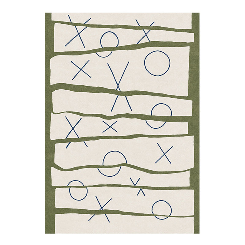 Green Modern Rug Polyester Abstract Pattern Rug Washable Rug for Living Room