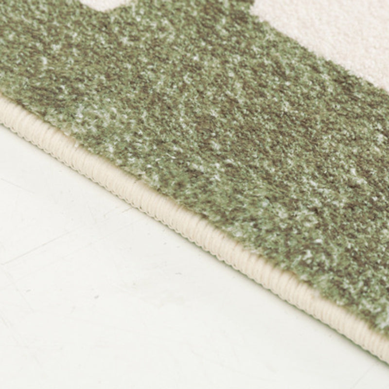 Green Modern Rug Polyester Abstract Pattern Rug Washable Rug for Living Room