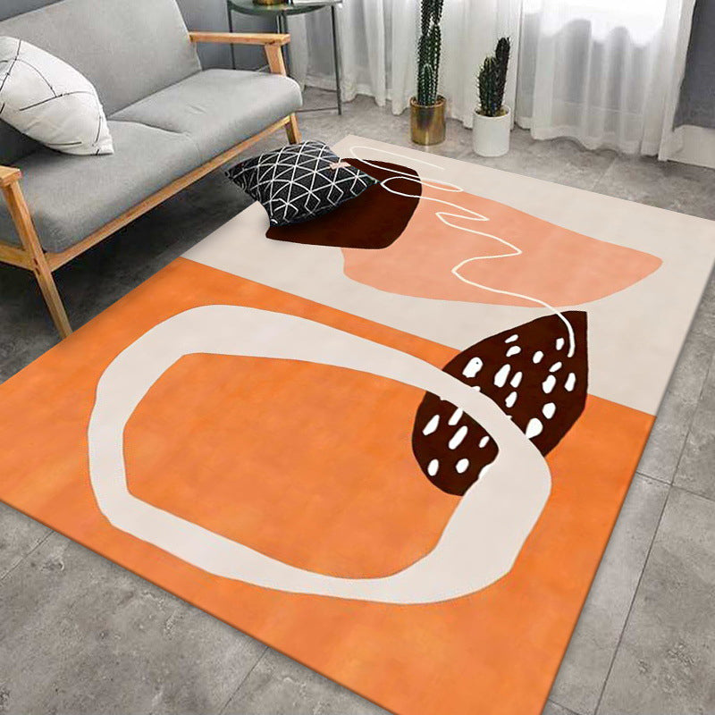 Tapis de couleur en polyester moderne orange tapis de support sans glissement pour décoration intérieure