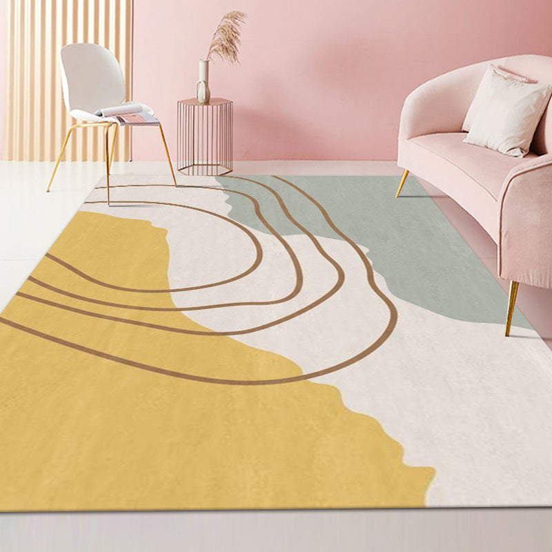 Tapis de couleur en polyester moderne orange tapis de support sans glissement pour décoration intérieure