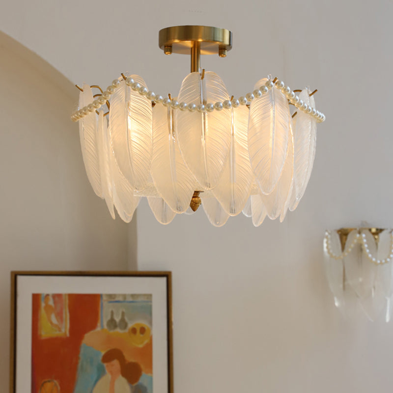 Faire de plumes lampe de plafond support de fer moderne monte à chasse à lampe à lampe en verre pour balcon