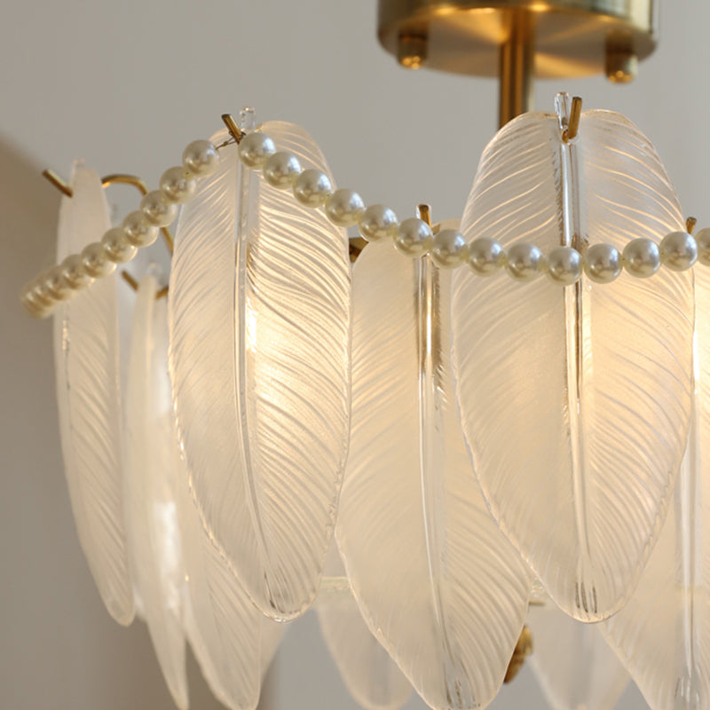 Faire de plumes lampe de plafond support de fer moderne monte à chasse à lampe à lampe en verre pour balcon