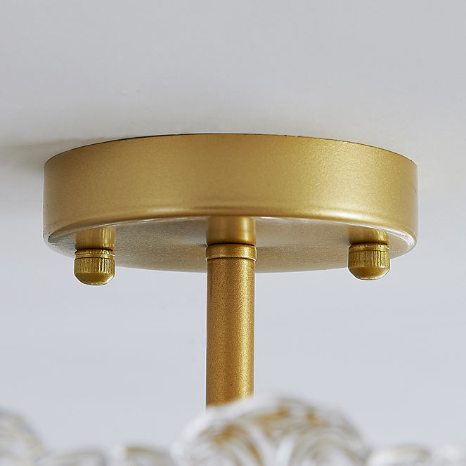 Lampe de plafond de forme ronde Mount à chasse d'eau en fer moderne avec abat-jour en verre pour chambre à coucher