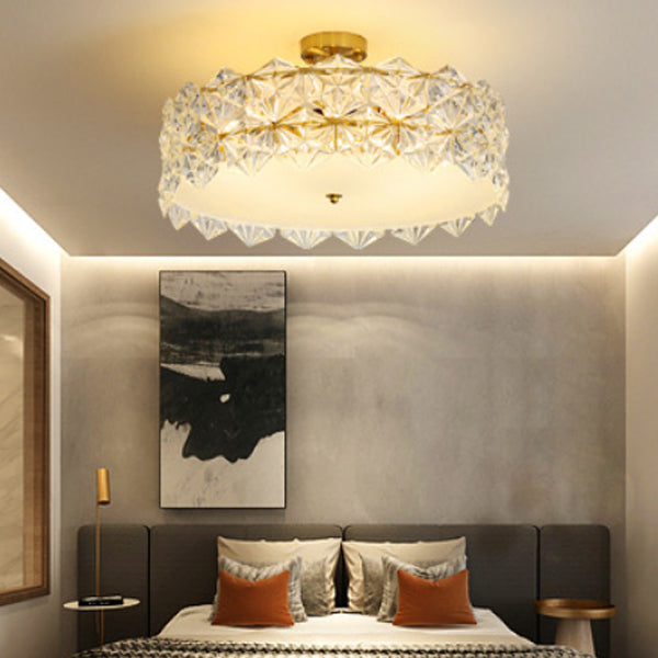 Plafon de forme ronde Mount de chasse moderne en fer moderne avec abat-jour en verre pour étudier