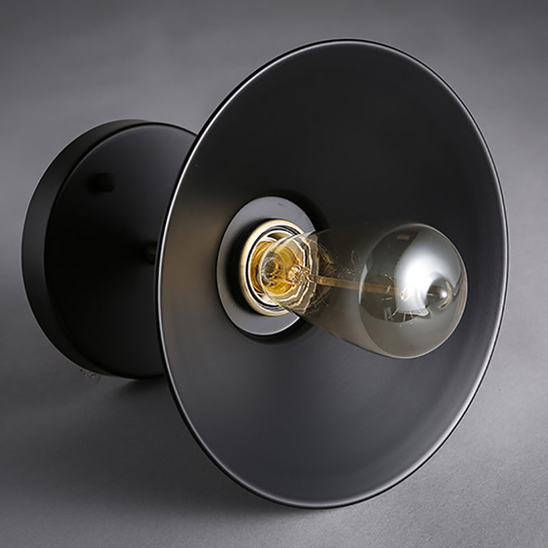 Metal Conical Semi Flush Mount Light Industrial Aisle Semi Mount Lighting in Black