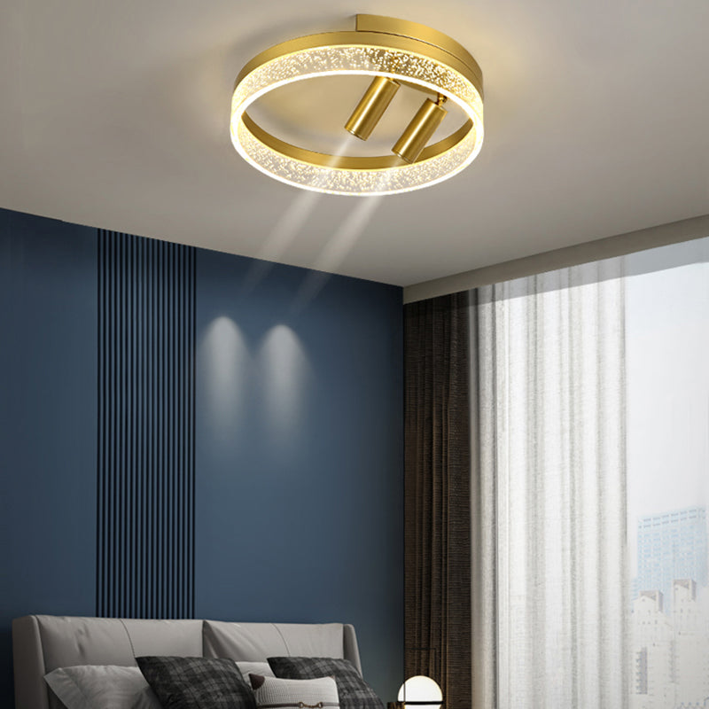 Circular Ceiling Light Fixture Modern Style Metal LED Bedroom Ceiling Fixture