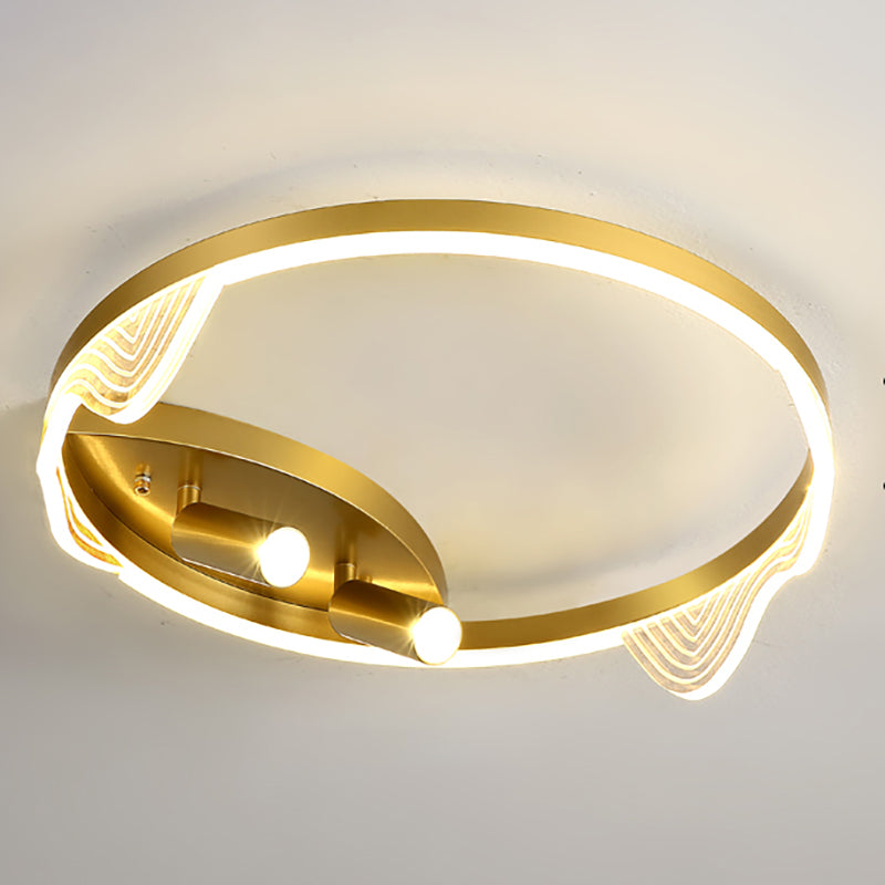 Circular Ceiling Light Fixture Modern Style Metal LED Bedroom Ceiling Fixture