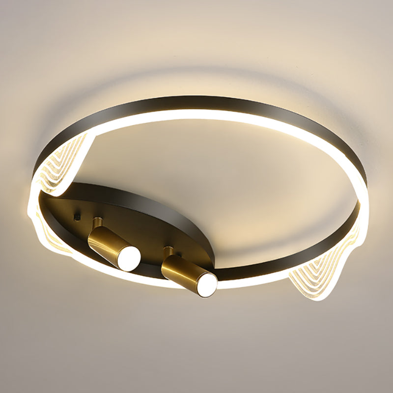 Circular Ceiling Light Fixture Modern Style Metal LED Bedroom Ceiling Fixture