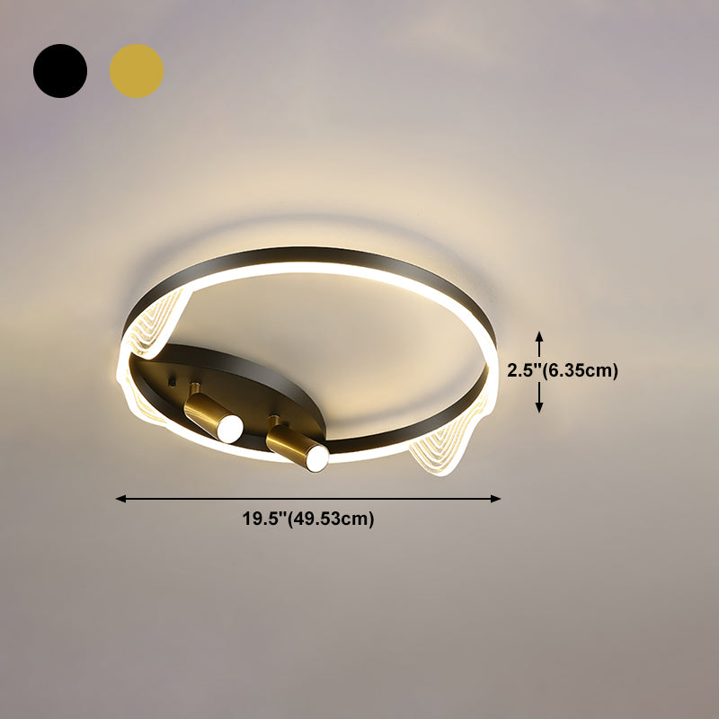 Circular Ceiling Light Fixture Modern Style Metal LED Bedroom Ceiling Fixture