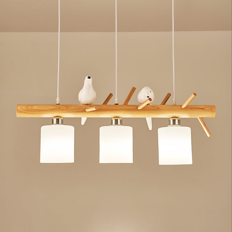 Luz de la isla colgante de cilindro de estilo moderno lámparas colgantes de vidrio blanco