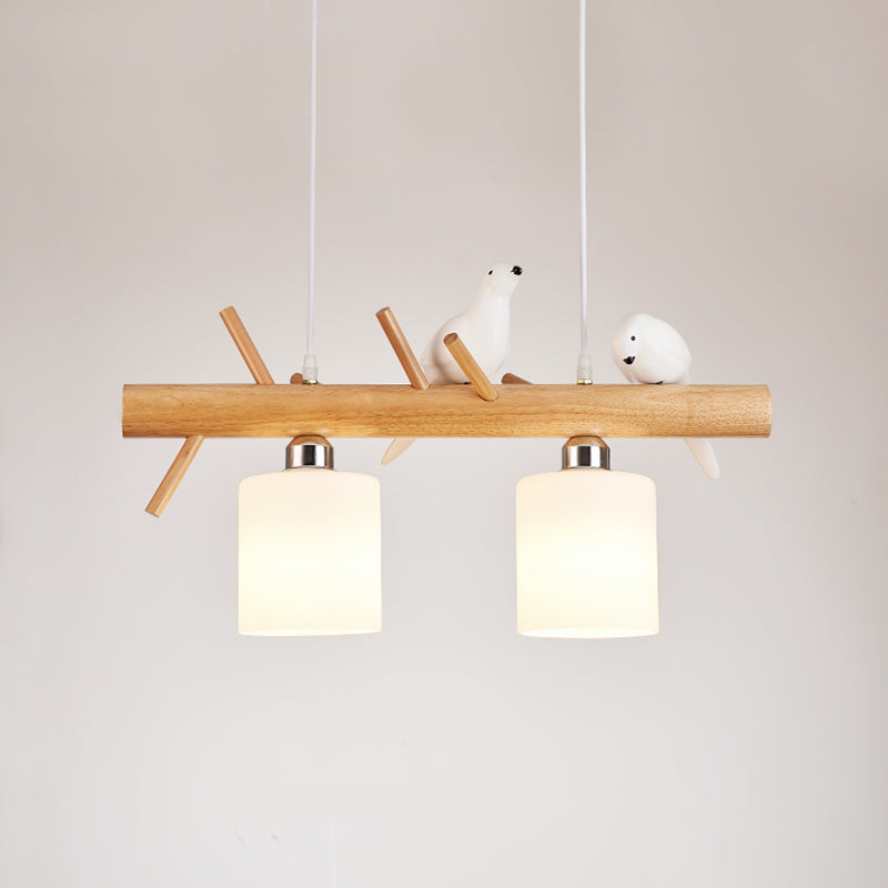 Luz de la isla colgante de cilindro de estilo moderno lámparas colgantes de vidrio blanco