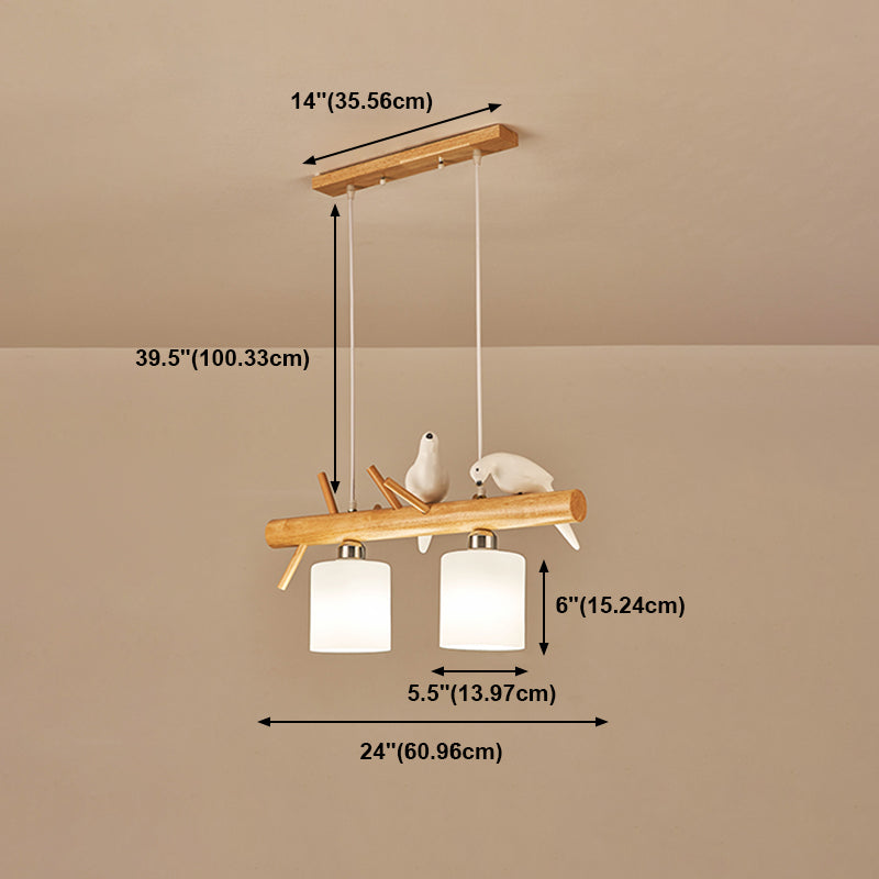 Luz de la isla colgante de cilindro de estilo moderno lámparas colgantes de vidrio blanco