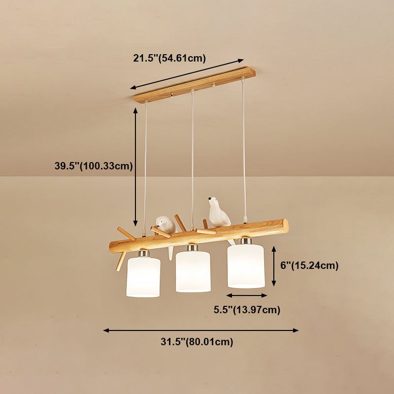 Luz de la isla colgante de cilindro de estilo moderno lámparas colgantes de vidrio blanco