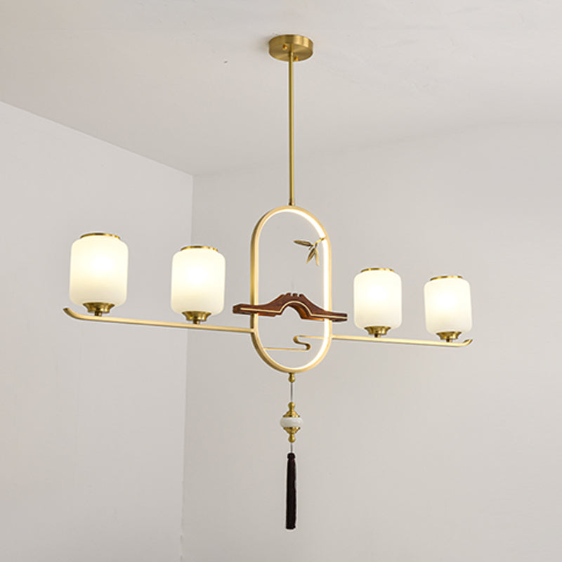 Simplicidad moderna Cilindro Luces de la isla de la isla Luces colgantes de vidrio blanco