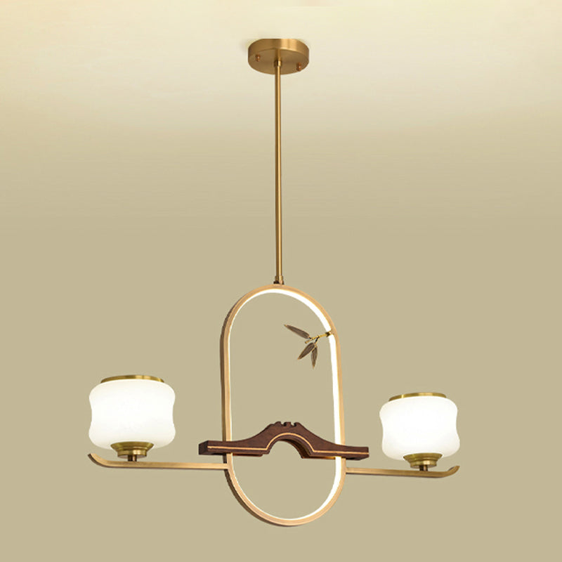 Simplicidad moderna Cilindro Luces de la isla de la isla Luces colgantes de vidrio blanco