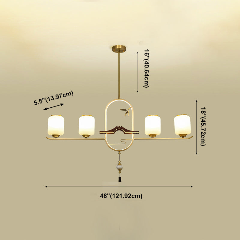 Simplicidad moderna Cilindro Luces de la isla de la isla Luces colgantes de vidrio blanco