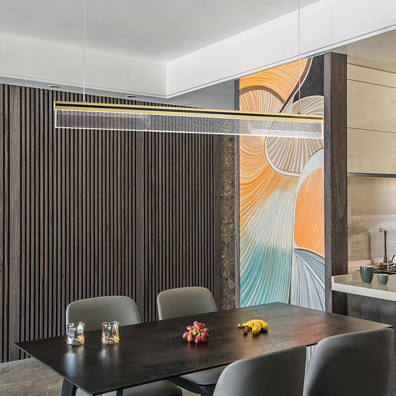 Lámpara colgante de restaurantes de 1 luces de la isla rectangular moderna con sombra acrílica transparente