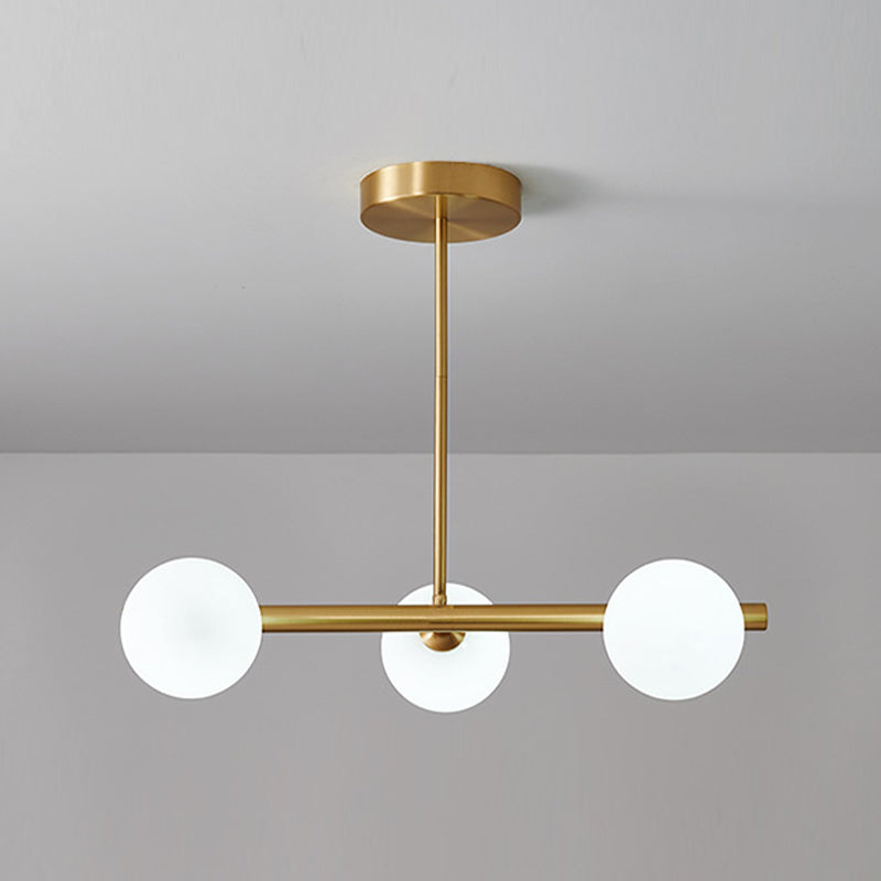 Gold Island Lights modernas lámparas colgantes de restaurantes múltiples con sombra de vidrio de globo