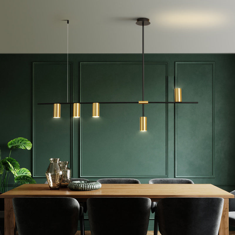 Lámpara de múltiples lámparas de lámparas de isla de cilindro moderna lámpara colgante con sombra de metal