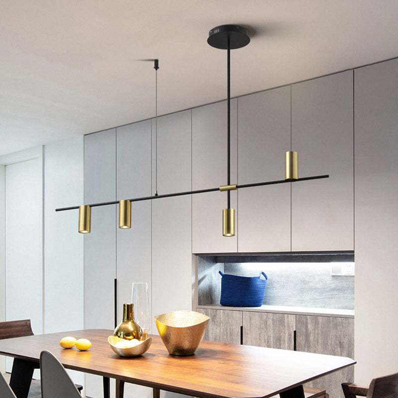 Lámpara de múltiples lámparas de lámparas de isla de cilindro moderna lámpara colgante con sombra de metal