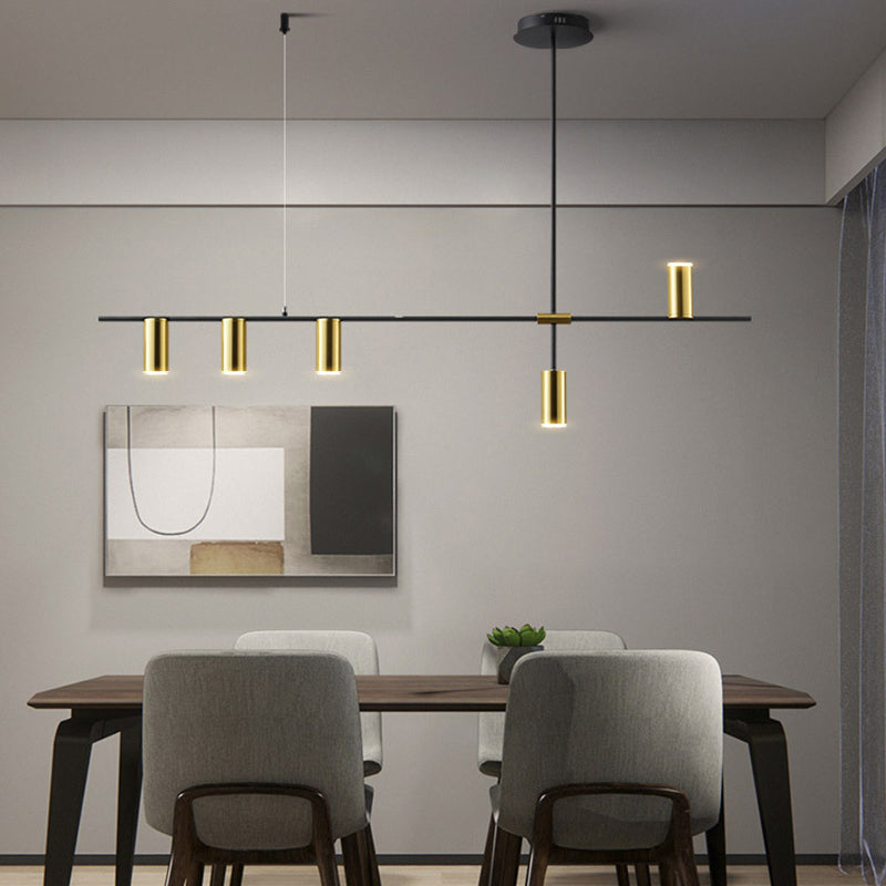 Lámpara de múltiples lámparas de lámparas de isla de cilindro moderna lámpara colgante con sombra de metal